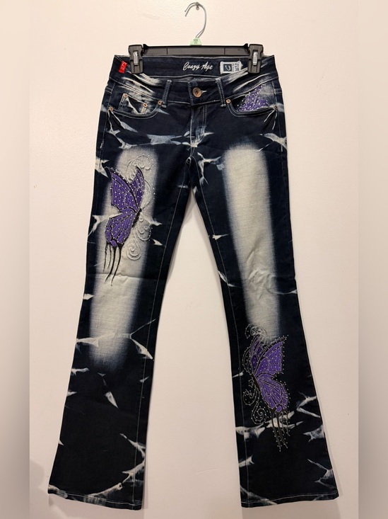 Crazy Age Denim - Women's Purple Butterfly Embellished Flare Jeans